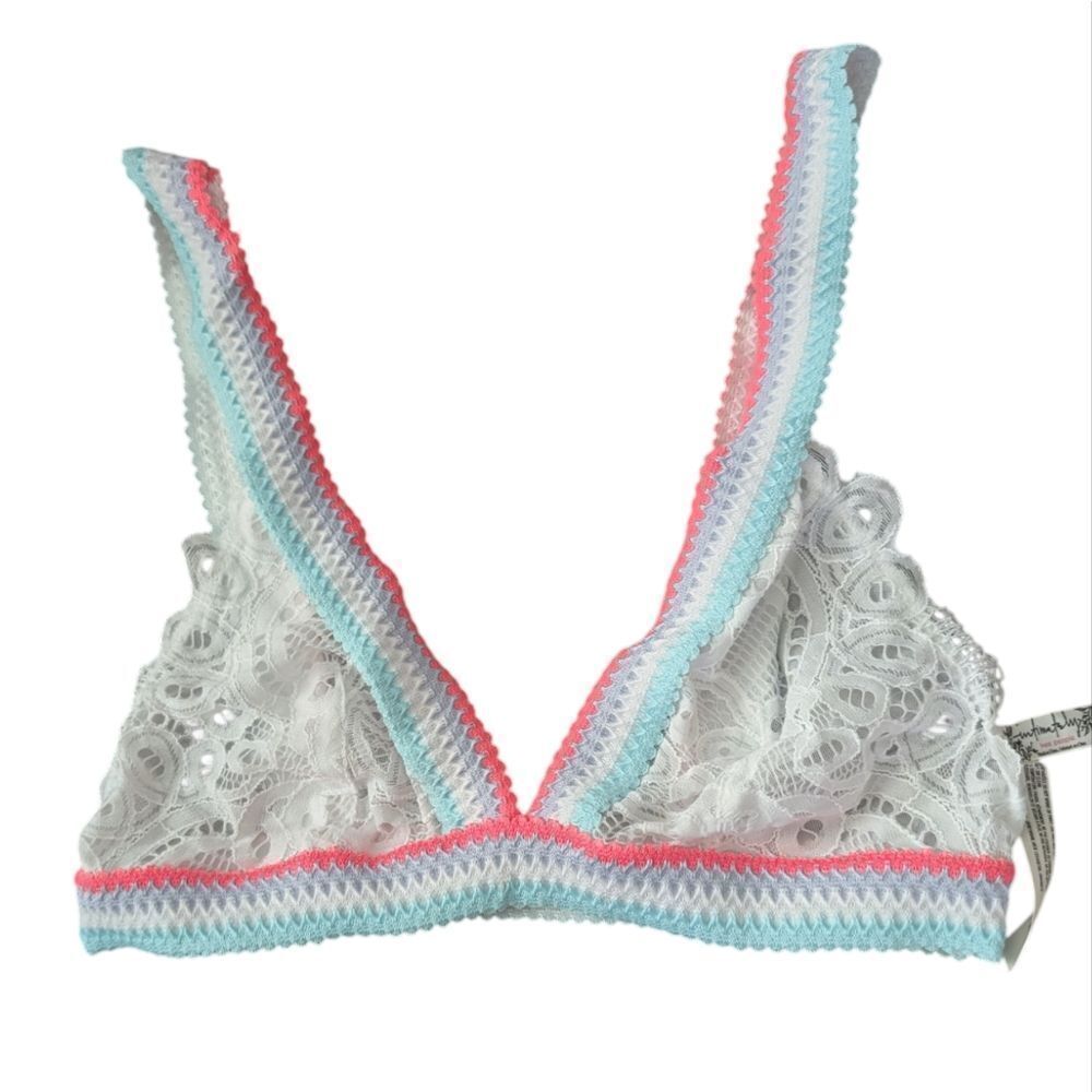 Intimately Free People white lace bralette pastel stripes size XS - Picture 3 of 8